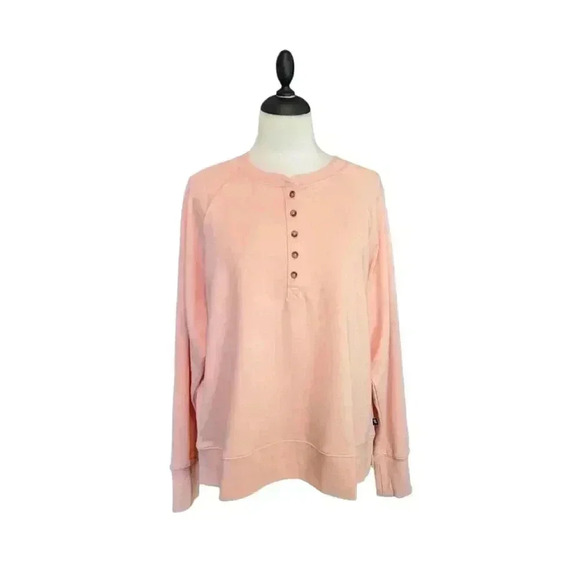 New Gap Light Pink Quarter Button Sweatshirt Size XL - Picture 1 of 6